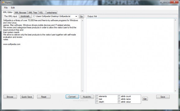 XML Editor tool screenshot