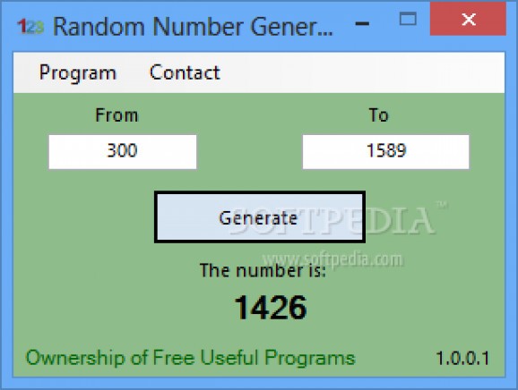 Random Number Generator screenshot