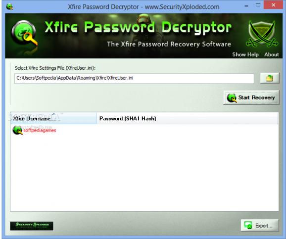 Xfire Password Decryptor Portable screenshot
