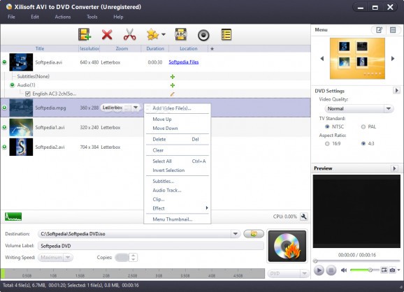 Xilisoft AVI to DVD Converter screenshot