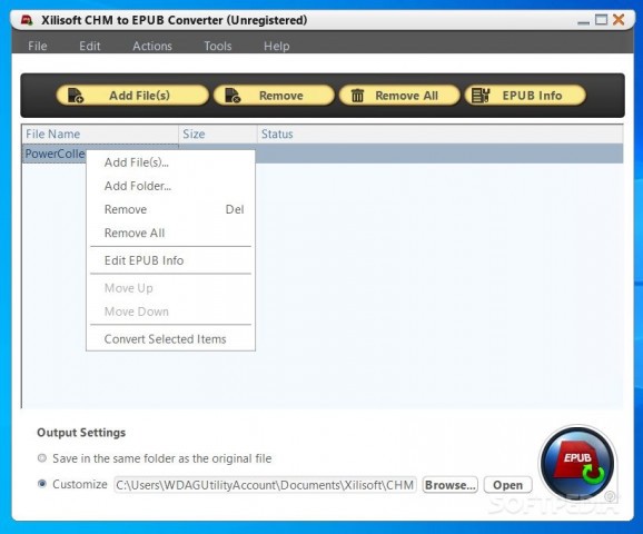 Xilisoft CHM to EPUB Converter screenshot