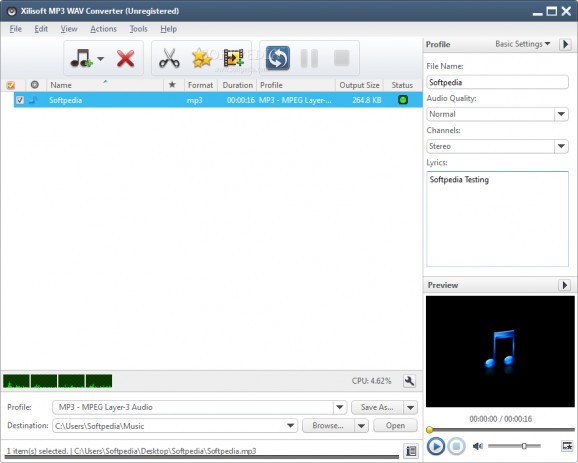 Xilisoft MP3 WAV Converter screenshot