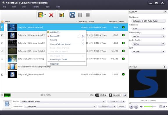 Xilisoft MP4 Converter screenshot