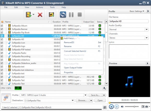 Xilisoft MP4 to MP3 Converter screenshot