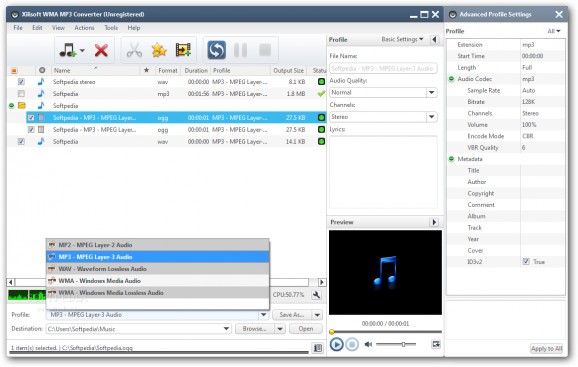 Xilisoft WMA MP3 Converter screenshot