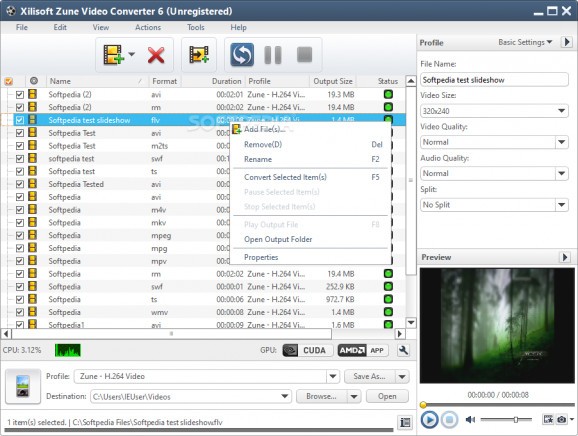 Xilisoft Zune Video Converter screenshot