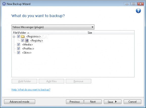 Yahoo Messenger Backup4all Plugin screenshot