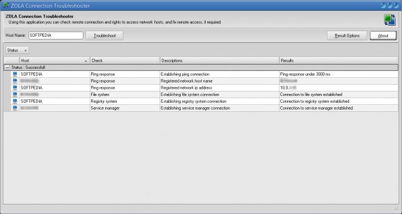 ZOLA Connection Troubleshooter screenshot