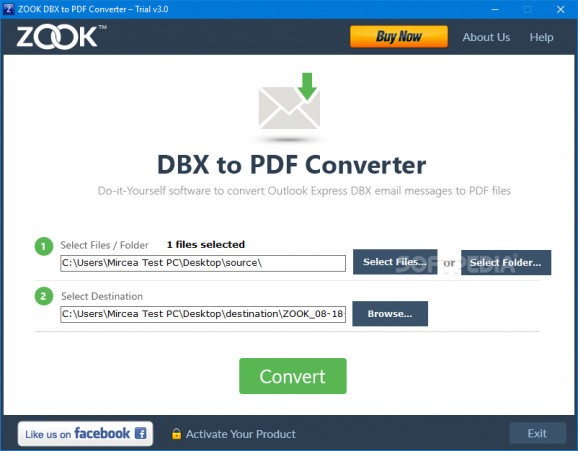 ZOOK DBX to PDF Converter screenshot