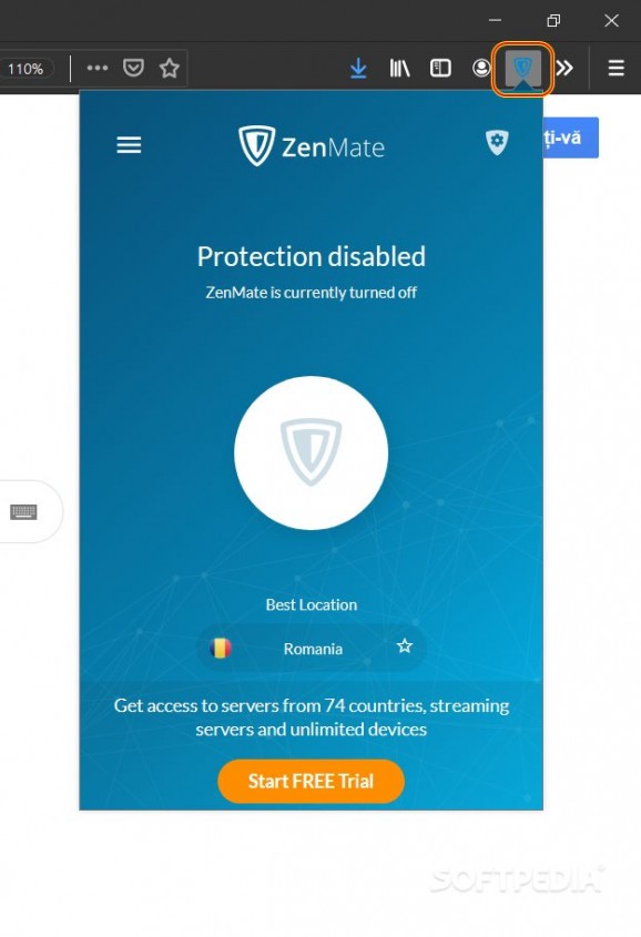 ZenMate VPN for Firefox screenshot