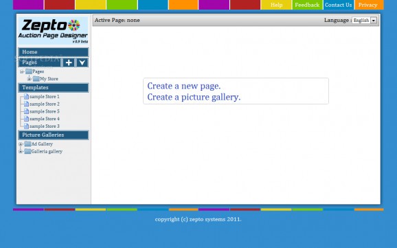 Zepto Auction Page Designer screenshot