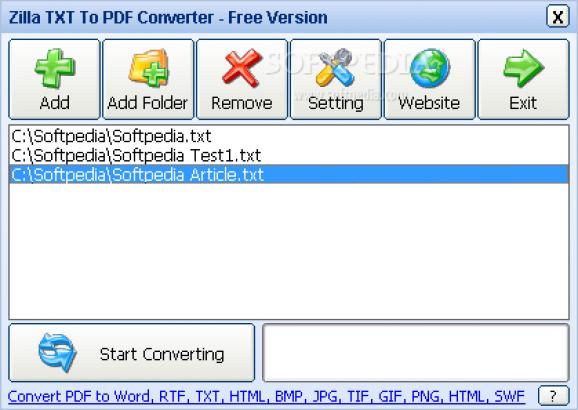 Zilla TXT To PDF Converter screenshot