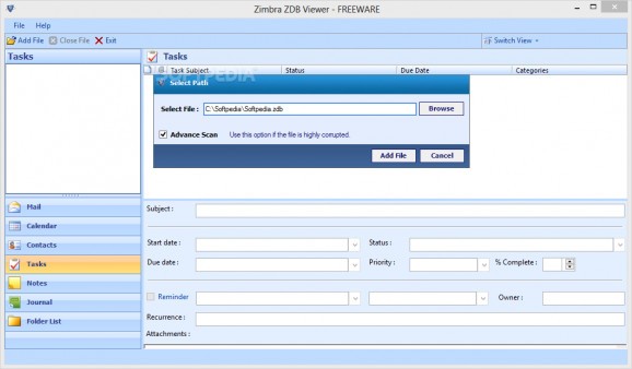 Zimbra ZDB Viewer screenshot