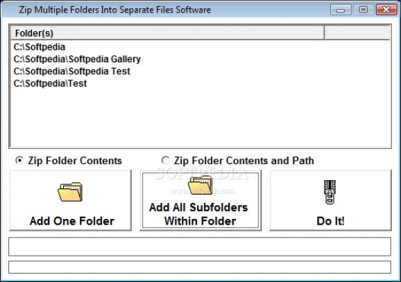 Zip Multiple Folders Into Separate Files Software screenshot