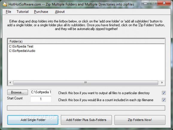 Zip Multiple Folders and Multiple Directories into zip files screenshot