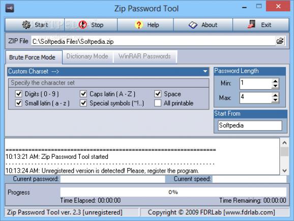 Zip Password Tool screenshot