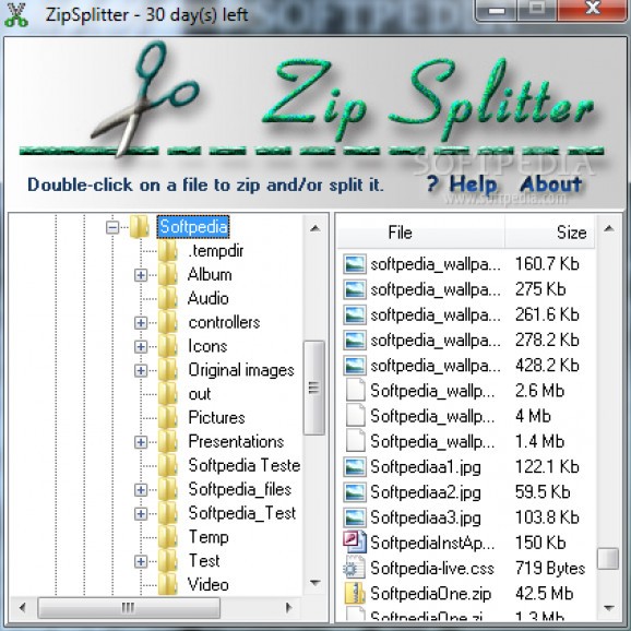 ZipSplitter screenshot