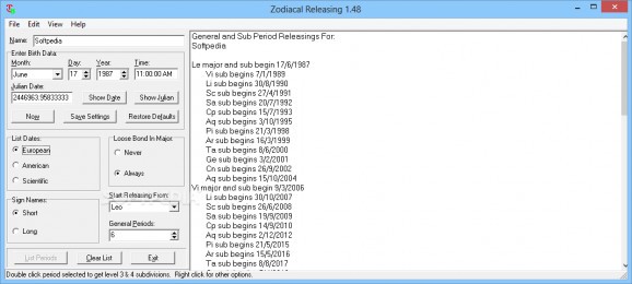 Zodiacal Releasing screenshot