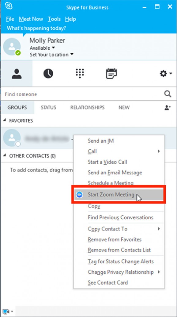 Zoom Plugin for Skype for Business screenshot