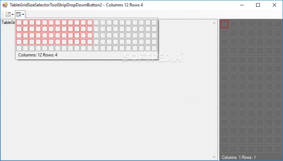 Zoople Table Grid Size Selector for WinForms screenshot