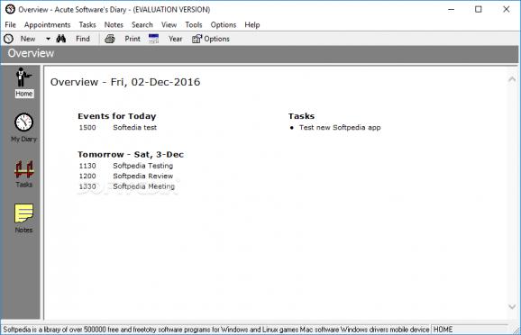 Acute Softwares Diary screenshot