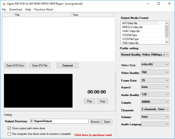 Agree Rip DVD to AVI WMV MPEG MP4 Ripper screenshot