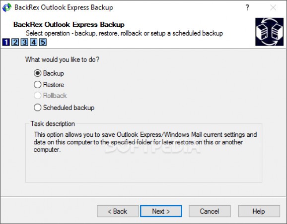 BackRex Outlook Express Backup screenshot