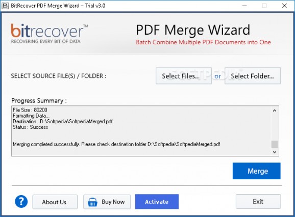 BitRecover PDF Merge Wizard screenshot