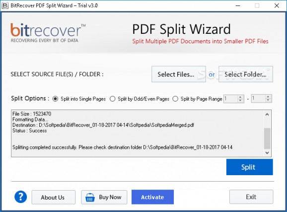 BitRecover PDF Split Wizard screenshot