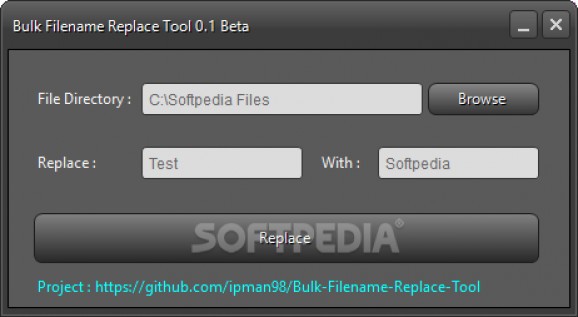 Bulk Filename Replace Tool screenshot