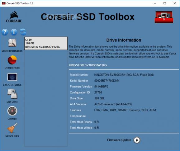 Corsair SSD Toolbox screenshot