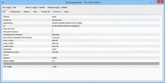 csComputerInfo - The Vista Edition screenshot
