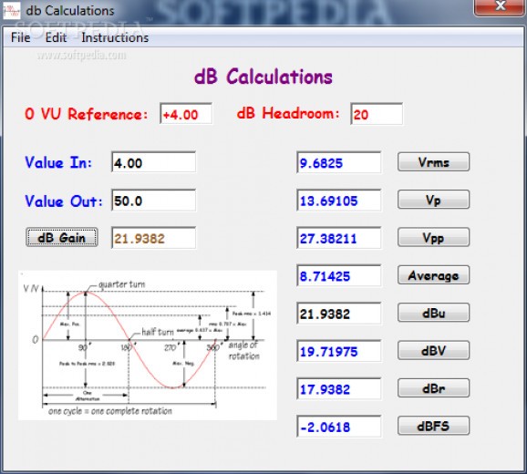 dB Calculations screenshot