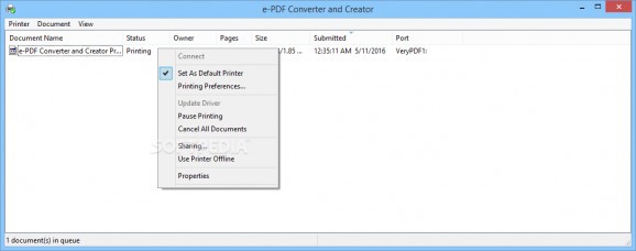e-PDF Converter and Creator Printer screenshot
