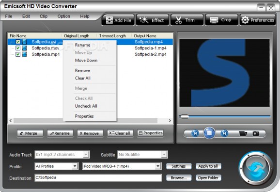 Emicsoft HD Video Converter screenshot