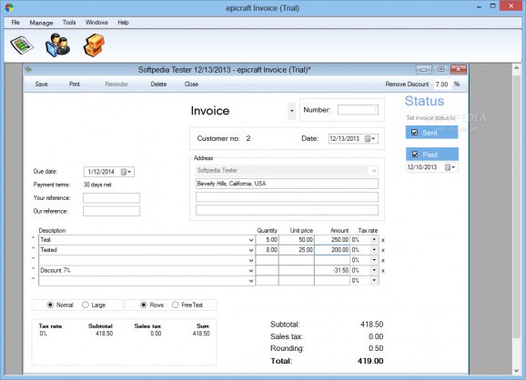 epicraft Invoice screenshot