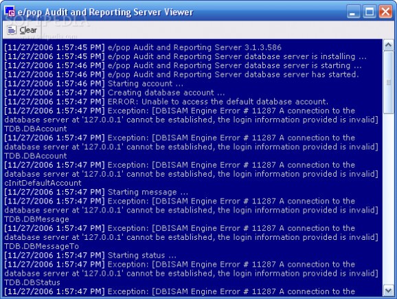 e/pop Audit and Reporting Server screenshot