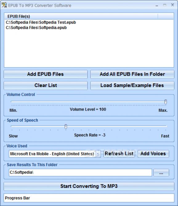EPUB To MP3 Converter Software screenshot