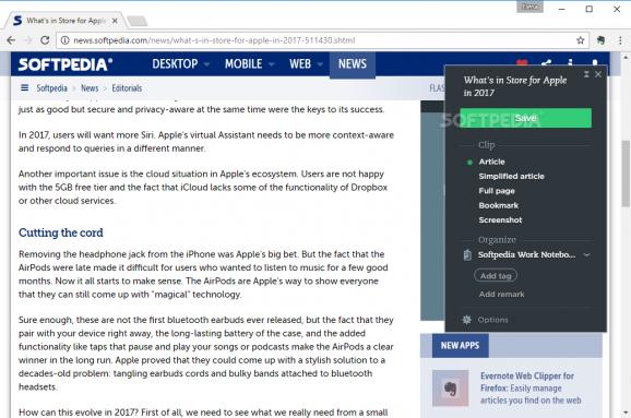 Evernote Web Clipper for Firefox screenshot