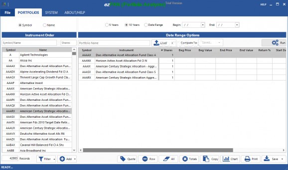 ezPAN (Portfolio Analyzer) screenshot