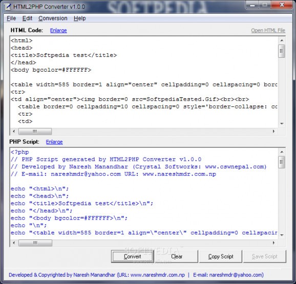 HTML2PHP Converter screenshot