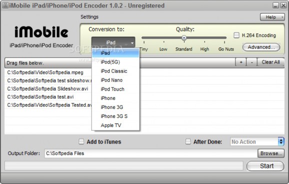 iMobile iPad/iPhone/iPod Encoder screenshot
