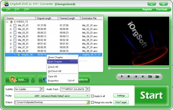 iOrgSoft DVD to AMV Converter screenshot