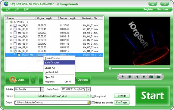 iOrgSoft DVD to MKV Converter screenshot