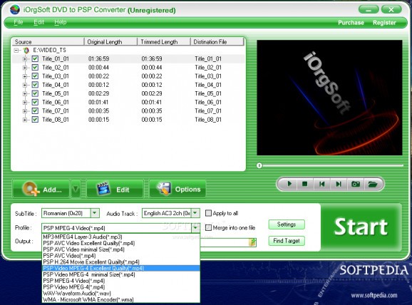 iOrgSoft DVD to PSP Converter screenshot