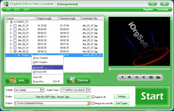 iOrgsoft DVD to Palm Converter screenshot