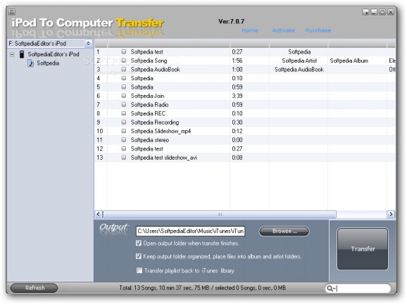 iPod To Computer Transfer screenshot