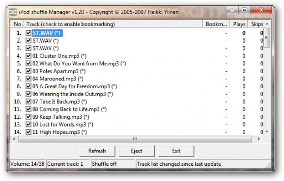 iPod shuffle Manager screenshot