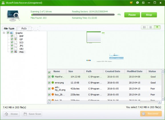 iSkysoft Data Recovery screenshot