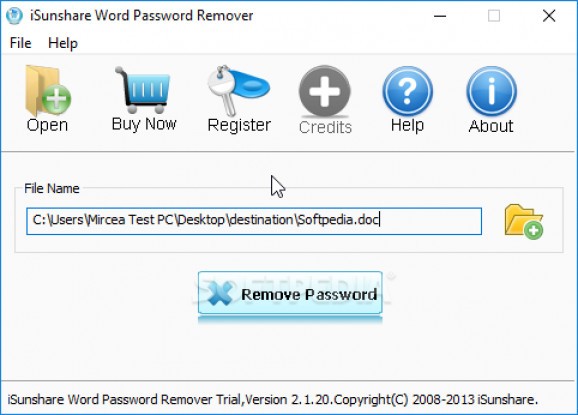 iSunshare Word Password Remover screenshot